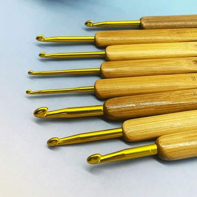 8pcs Carbonized Bamboo Handle Crochet Hooks, 2.5/3.0/3.5/4.0/4.5/5.0/5.5/6.0mm Smooth Crochet Hooks For DIY Crafts, Sweaters, Scarves