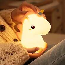 Rechargeable LED Night Light, Dreamlike Theme Night, Charging Atmosphere Lamp, Soft Bedside Lamp, Bedroom Decor Gift, Kawaii Room Decoration, Suitable For Various Room Types, Perfect For Party, Easter Gifts - White - View 2