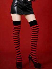 Medias altas con rayas - Un acento divertido y sexy para cualquier atuendo - Negro - Ver 2