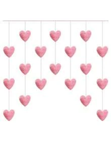 7pcs/Set 18pcs Heart-Shaped Home Decor Curtain, Featuring Heart And Star Patterns. High-Quality Wall Decor, No Drilling Required, Suitable For Girls' Theme Home Decor. Can Be Used As Wall Curtain, Home Decor, Cute Pink Heart-Shaped Curtain, Room Divider, Valentine's Day Heart Decor, Valentine's Gift, Party Supplies. - Multicolor - View 10