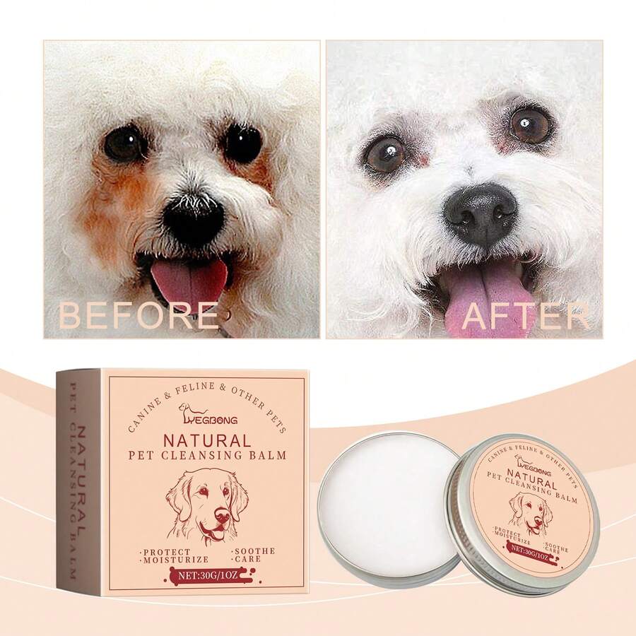 Dog & Cat Tear Stain Remover Balm & Cleaning Swabs - Gentle Eye Crust & Discharge Cleaner | Moisturizing Eye Care For White Fur | Pet Grooming Supplies Pet Tear Stain Remover Paste Dog Eye Cleaner Stick Cat Eye Crust Wipes Gentle Moisturizing Grooming Balm White Dog Fur Care Supplies
