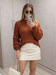 Elegant Women's Winter Blouse - New Release - Premium Knit - Copper - View 6