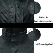 3 pièces/set Ensemble de manteau de pluie imperméable et coupe-vent épais pour adultes, Imperméable à capuche portable unisexe, Équipement de pluie réutilisable, séchage rapide pour randonnée, parc à thème, Capuche avec cordon de serrage, coupe-vent et imperméable pour le cyclisme, les voyages et les déplacements quotidiens - Ensemble imperméable camouflage noir - Voir 5