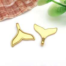 2件套不锈钢海洋动物吊坠，金色海洋海星贝壳海豚海龟吊坠，夏季海滩金属吊坠，夏威夷珠宝制作配件 - 金色 - 查看 13