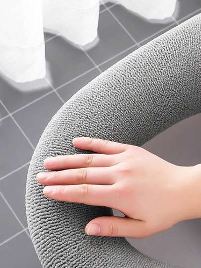 1Pc Thickened Knitted Yarn All Inclusive Toilet Seat Comfortable And Warm Suitable For All Seasons Simple Household Appliances Washable And Detachable