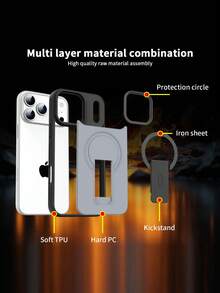 Creative Foldable Invisible Bracket Magnetic Glossy Skin Invisible Bracket Phone Case Compatible With IPhone 17 Pro Max, 16 Pro New Model, 15, Personalized 14, Simple 13/12/11, 17 Air, 15 Plus, Anti-Fall - Black - View 10