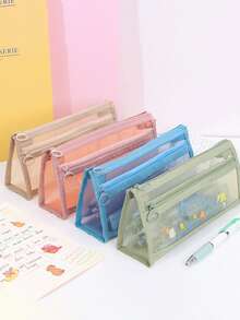 1 大容量学生文具简约优雅考试铅笔盒，带透明网状内衬，简约学生文具包，适合大学入学考试、学习办公用品、学校用品和返校季。 - 多色 - 查看 5