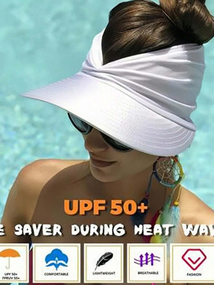 1pc Women's Beach Sun Hat, Spring/Summer Vacation Travel Sun Protection Cap, Outdoor Sports Visor Hat,Holiday,Festival - Multicolor - View 1