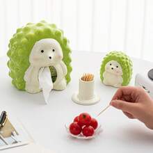 Creative Cute Ceramic Hedgehog Desktop Decor, High-Quality Ceramic Hedgehog Toothpick Holder - A - View 3