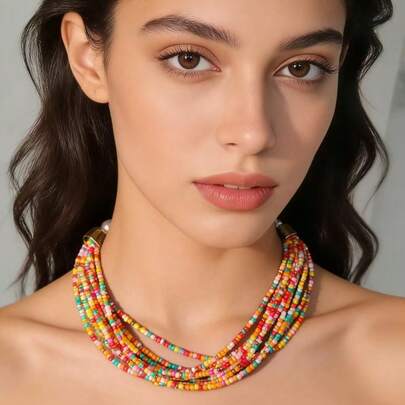 Women's Bohemian Style Multi-Layer Necklace With Pearl