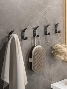 Wall Hooks - No-Drill Installation | Adhesive Hooks For Wardrobes, Bathrooms, And Kitchens | Behind-The-Door Hooks | Damage-Free Wall Hooks (Ideal For Hanging Clothes, Keys, And More) | Versatile & Practical Hooks - The Perfect Choice For Bathrooms, Kitchens, Or Behind Doors; Ideal For Hanging Towels And Coats - Black - View 10