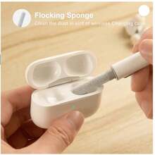 White Mobile Phone Cleaning Kit Cleaner Kit Compatible With Airpods Pro Pro2 1 2 3 4Multi-Function Cleaning Pen With Soft Brush Flocking Sponge For Bluetooth Earphones Case Cleaning Tools Spring Gift - Multicolor - View 5