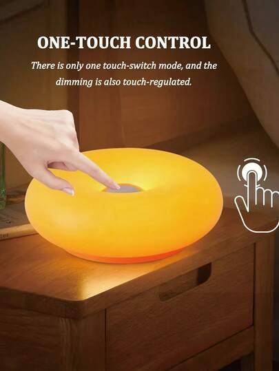 Đèn bàn LED hình bánh donut, đèn ngủ màu cam dịu nhẹ, đèn bàn silicon có thể điều chỉnh độ sáng, thích hợp cho phòng ngủ, đầu giường và phòng khách.