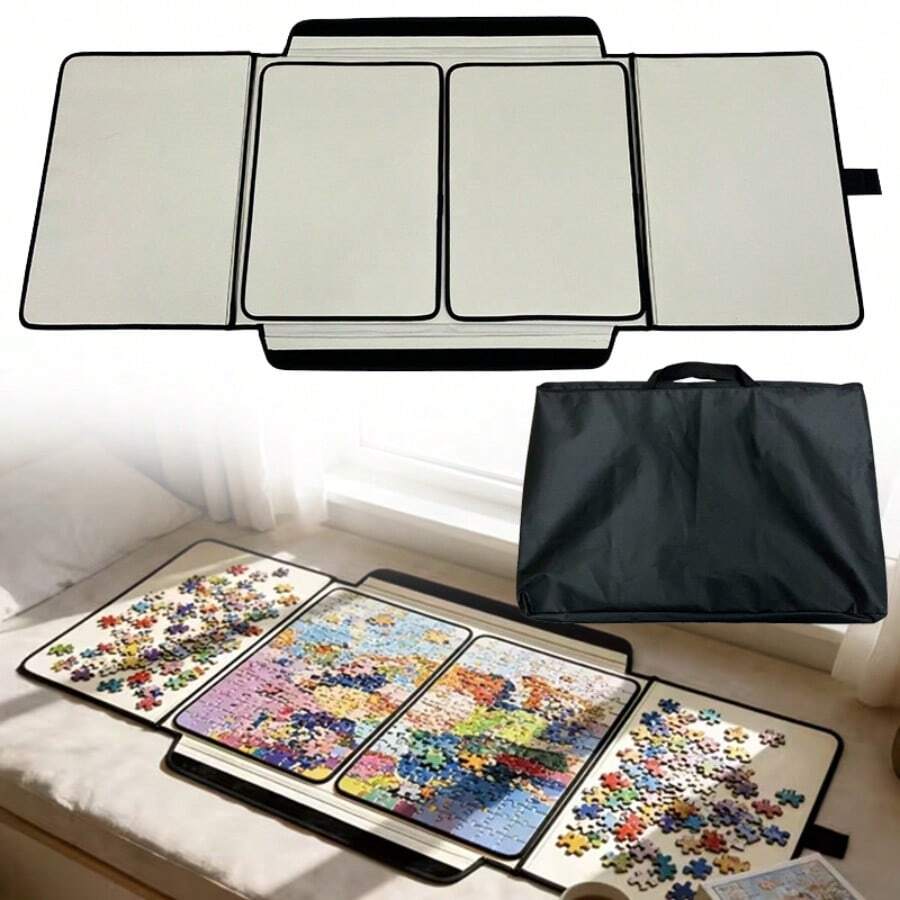 Portable Jigsaw 1000 Pieces Board Puzzle Storage Carry Secure Case Carrier - Apricot - View 1
