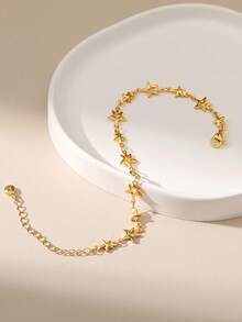 1 Gold Niche Design Star Bracelet, Plated With 18K To Appear White And Sweet, Daily Party Jewelry - Gold - View 3