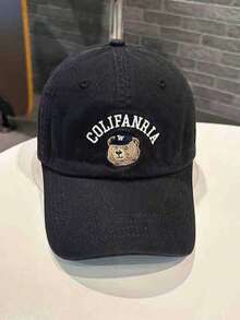 1顶可爱字母熊刺绣100%纯棉棒球帽，适合春夏外出佩戴 - 彩色 - 查看 9