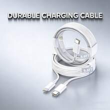 1-3条装苹果充电线，200厘米/6.6英尺PD数据线，高速数据传输和快速充电，兼容 14 Pro Max/14 Pro/14 Plus/14/13/12/11/XS/XR/8/7/6系列，耐用充电数据线，白色 - 白色 - 查看 1