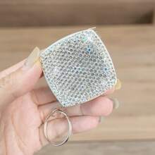 Luxury Rhinestone Mini Tape Measure, Portable With Keychain, Light Luxury Ruler 2m High Precision, Measuring Clothes Home Soft Tape - White - View 5