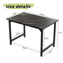 5-Piece Dining Set Including Rectangular Dining Table Dining Chairs With MDF Top Metal Frame Space Saving Dinette Set For Dining Room, Apartment, Small Space - Black Marble - View 7