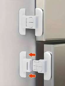 6pcs Refrigerator Door Closer, Safety Latch Auto Lock, Universal Fridge Door Tight Closer, Drawer Storage Box Auto Lock, Plastic Lock For Loose Closure, Double Buckle Design Anti-Open, Plastic Fridge Safety Lock, Self-Adhesive Closer, Non-Drilling Installation, Touch, Water Dispenser And Drawer Protection - Thickened Upgraded Version - View 2