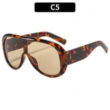 1Pc Oversized One-Piece Sunglasses (Multiple Colors Available), Retro  Design, UV Protection, Suitable For Daily Commute, Outdoor Activities, Personal Styling And Other Occasions, The Best Choice For Her - C6-酒紅框雙紅片 - 查看 6