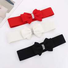 Fashion Adjustable Women's Elastic Wide Belt Plus Size Solid Color Elastic Bow Belt Bowknot Waistband Dress Jeans - 紅色 - 查看 9