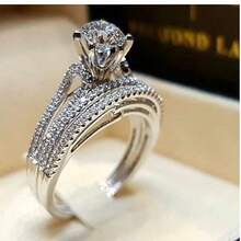 2pcs Silver-Tone Alloy Fashion Rings Set For Women - Silver - View 1