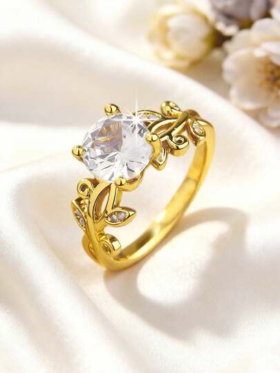 1 ชิ้น แหวนหมั้นเพชรสังเคราะห์ทรงกลมคลาสสิกหรูหราสำหรับผู้หญิง, เหมาะสำหรับเป็นของขวัญวันเกิด, ของขวัญวันหยุด, ของขวัญวันวาเลนไทน์, และเครื่องประดับฤดูร้อน เหมาะสำหรับใส่ในชีวิตประจำวัน