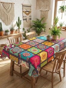 1 chiếc khăn trải bàn Mandala phong cách Bohemian, họa tiết hình học nhiều màu sắc, chất liệu polyester, hình tròn, vuông, chữ nhật, viền ren, chống bám bẩn, có thể giặt, trang trí nhà cửa hàng ngày, thích hợp cho đám cưới, Ngày của Mẹ, Ngày của Cha, lễ hội, bàn ăn nhà bếp, sử dụng được quanh năm. - màu đen - Xem 8
