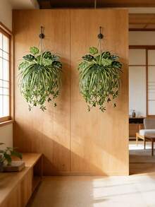 2pcs/Set = Spider Orchid + Monstera, Nordic Style Artificial Hanging Greenery Monstera Combination, UV Resistant Greenery Suitable For Outdoor Garden, Home Decor, Art Decor, Year-Round Artificial Greenery, Palm Festival And Other Seasonal Holidays, Multi-Functional Decor, Pot Not Included - Green - View 6