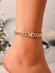 时尚女士简约温柔沙滩风蝴蝶个性化脚链 - 休闲风格（不含礼盒） - 金黃色 - 查看 4