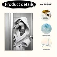 2D/Plat 1 pièce Affiche d'art amusante et guérissante de style moderne gris-blanc, décoration murale d'art abstrait - Un petit canard portant une serviette de bain, œuvres d'art murales sur canevas, pour salle de bain, toilettes, chambre à coucher, salon, bureau, décoration murale de couloir (sans cadre/canevas enveloppée) - 111 - Voir 8