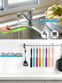 Silicone Spatula Scraper, Heat-Resistant Silicone Cake Cream Peanut Butter Mixing Scraper, Non-Stick Bread Scraper, Rubber Kitchen Blender Scraper, Long Baking Tool, Kitchen Gadgets - Multicolor - View 6
