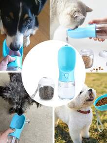 2-In-1 Portable Dog Water Bottle With Food Container, Travel Pet Water Bowl & Dispenser, Leakproof Puppy Essentials For Walking Hiking, For Small Dogs Cats - Pink - View 6