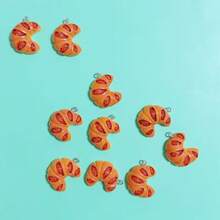 10/20个仿真3D牛角面包手工饰品吊坠耳环项链创意礼物耳环项链手链包包吊坠树脂配件 - 彩色 - 查看 4