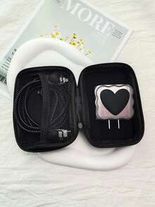 6 Piece Set Heart Shaped Charger Cable Protector Organizer Cord Wrapper Anti Break Bending Stress Relief Silicone Wire Manager Desk Accessory Gift For Office Home Travel Tech Gadget Christmas Birthday - Pink Bow - View 3
