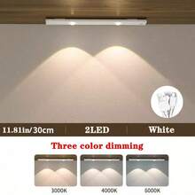 Rechargeable LED Motion Sensor Light, Cabinet Lighting, Self-Adhesive, Wireless, Suitable For Cabinets, Shoe Racks, Entrances, 3 Color Options, Cat Eye Sensor Light, Decorative Light, Indoor & Outdoor Light. Essential Home Accessory For Kitchen, Bedroom And Wardrobe, Kitchen Accessory, Kitchen, Kitchen Decor, Bedroom Decor, Bedroom Room Decor - Three Colors Of Light - View 14