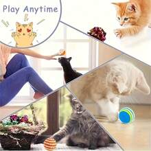 12pcs Random Mixed Cat Toys, Including Plastic And Fabric Materials, Various Styles And Colors, Suitable For Small Cats To Play - Multicolor - View 6