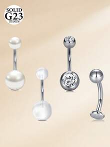4 chiếc khuyên rốn 14G bằng hợp kim titan, khuyên rốn cho nữ, khuyên rốn G23 6mm 8mm 10mm 12mm, trang sức xỏ rốn. - Phiên bản quả cầu ánh sáng - Xem 18