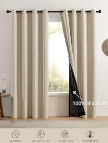 可选1件或2件/轻薄遮光窗帘/轻薄涂层100%遮光窗帘/顶部金属环窗帘/遮光隐私窗帘/客厅窗帘/卧室窗帘 - 灰色 - 查看 13