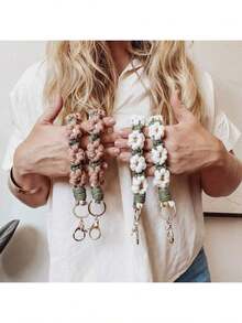 1pc Handmade Crochet Bohemian Style Daisy Wristband Key Chain Strap Water Bottle Handle Rope Ideal Gift For Friends And Lovers School Car Accessories Cute Goth Y2k - Nhiều màu - Xem 3