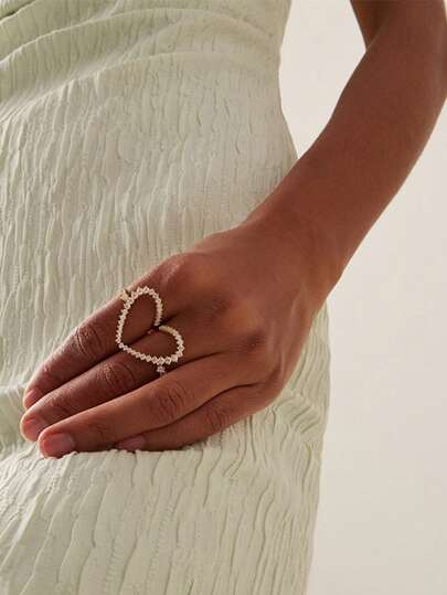 rundraw 1 pieza Nuevo anillo de cobre con forma de corazón y circonita, de diseño elegante, adecuado para fiestas, galas, uso diario, regalo para amigos y seres queridos