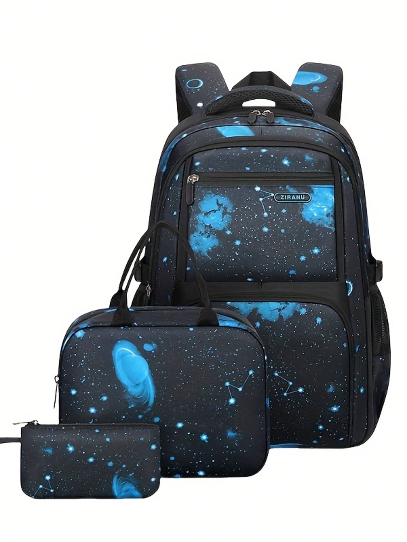 3pcs/Set (Backpack, Pencil Case, Handbag) Boys' School Bag, Durable Starry Sky Backpack, Large Capacity Fashion Bag Suitable For School, Commuting And Travel