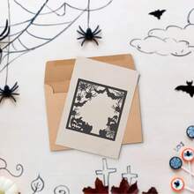 Troqueles de corte de metal para Halloween, plantillas de corte con telaraña, murciélago y calabaza de fondo, moldes de estampado, adecuados para hacer tarjetas, scrapbooking y proyectos de manualidades DIY - blanco plateado - Ver 2