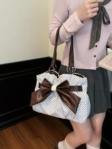 复古风、高端时尚精致的2026新款多功能大容量女士日常休闲斜挎包 - 白色 - 查看 7