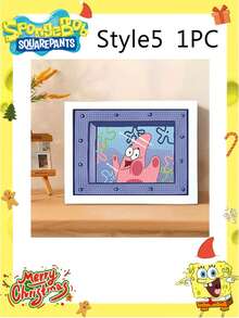 SpongeBob SquarePants Tranh đính đá toàn bộ bề mặt, có khung, tự làm, đính đá lấp lánh, tranh thủ công đóng khung ảnh, quà tặng sáng tạo, tranh giáo dục. - đồ trang trí - Xem 12
