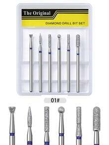 6pcs/Set Nail Drill Bits Diamond Milling Cutter For Manicure 3/32" Burr Electric Cuticle Clean Nail File Cuticle Remover Tool Nails Supplies - Silver - View 6