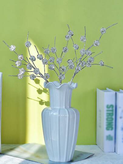 1pc Sparkling Silver Alloy Rhinestone Artificial Flower Elegant Simulation Flower Mother's Day Gift Bouquet Creative Flower Arrangement Suitable For Vase Filling, Wedding Decoration, Garden Decoration, Parties, Gatherings, Home Decoration Ornaments