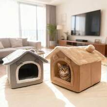 2026 New Large Spacious Cat Bed With Soft Cushion, Breathable Cat House, Comfortable Cat Cave Suitable For Small, Medium And Large Cats All Seasons - Grey - View 1