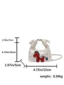 1 款迷你女士包，时尚卡通小马月牙包，多功能小包，女士斜挎包，女士手提包，时尚个性，轻便休闲 - 白色 - 查看 2